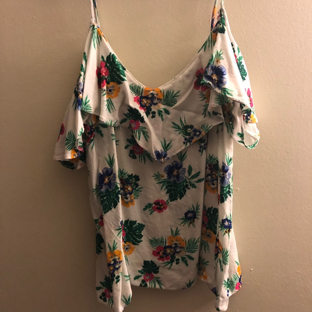 Women's off the shoulder ruffle front top